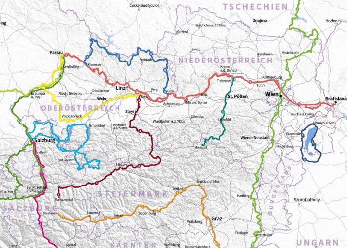 Ausschnitt Karte Fernradwege Österreich